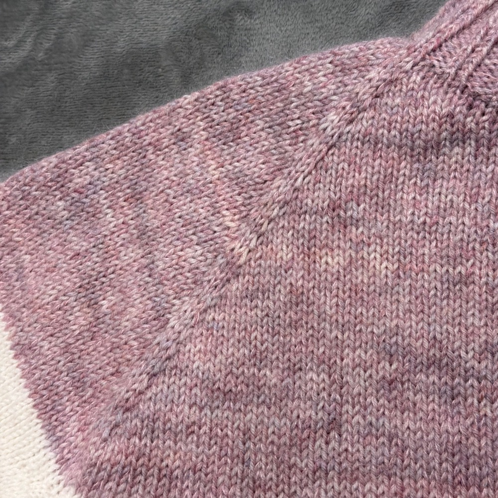 Hand Knit Wool Mohair Sweater‎ Womens S/M Pink Raglan Striped Pullover Luxury - Picture 4 of 8